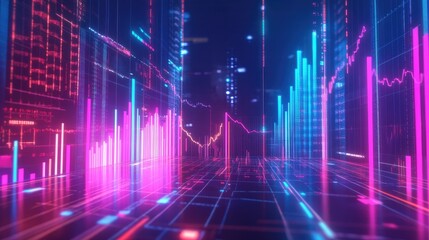 Poster - Vibrant Digital Data Visualization in Futuristic Space