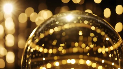 Poster - Sparkling Golden Sphere Reflecting Shimmering Lights at Night Generative AI