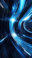 Fototapete - Dynamic blue abstract background with flowing light patterns, creating a sense of movement and energy in a vibrant digital space.