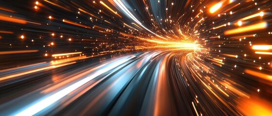 Fototapete - Dynamic light trails create a sense of rapid movement and energy in this stunning abstract image, perfect for modern designs.