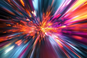 Poster - Vibrant burst of light with dynamic motion, creating an abstract explosion of color and energy.