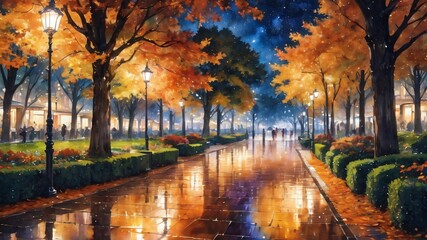  anime autumn illustration background