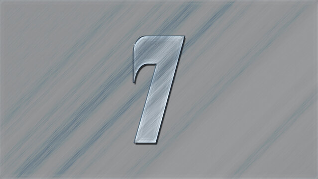 3D Glass effect number design of 7, glassy background.