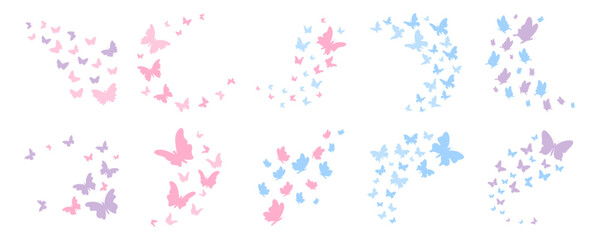 Wall Mural - Flying Butterfly Silhouette Set