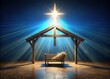 © DigitalArt Max - In a peaceful setting, an empty manger creates a cross shadow, embodying hope and faith, reminding us of