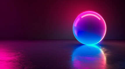 isolated ball with neon light, 3d modern background and wallpaper