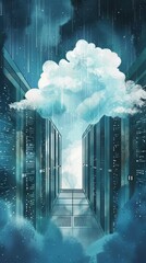 Poster - Watercolor illustration emphasizing data security.