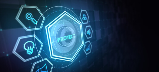 Wall Mural - Cyber security data protection business technology privacy concept. . 3d illustration