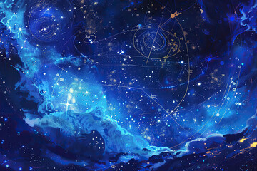 Astrological composition with empty starry sky for zodiac sign symbol