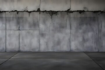 Smooth modern concrete wall with slight texture divided from the glossy floor by a bold black line, AI Generated