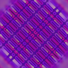 Leinwandbilder - Digital illustration with a repeating snake-like pattern of figures in yellow and purple colors. 3d rendering