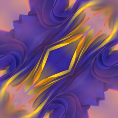 Aufkleber - Wave pattern of yellow and purple stripes. 3d rendering digital illustration