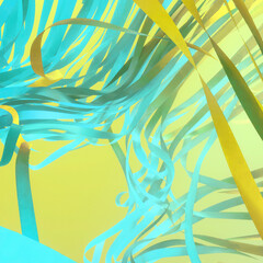 Leinwandbilder - 3d rendering digital illustration with abstract shapes and lines of flying paper strips