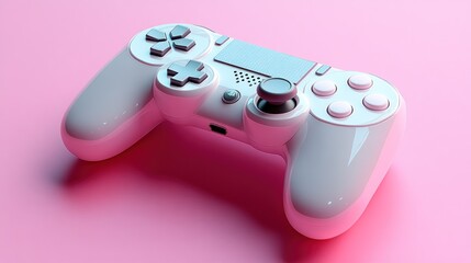 White Game Controller on Pink Background