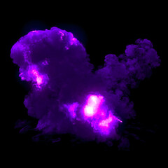 Poster - Chemical explosion with toxic pink flames and purple smoke. 3d rendering digital illustration