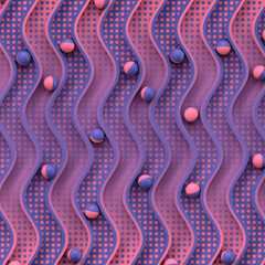 Poster - Colorful background with small balls rolling on a meandering path. 3d rendering digital illustration