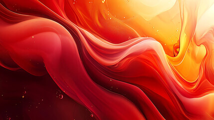 Aufkleber - Abstract swirling red and orange liquid with light reflecting on surface.