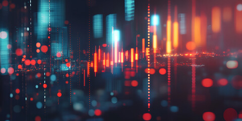 Futuristic Cityscape with Digital Data Overlay