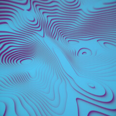 Fototapete - Abstract pattern of intricate blue wave outlines. 3d rendering illustration