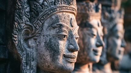 Wall Mural - A close-up view of the ancient stone carvings at Phimai Historical Park.