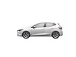 a white car with black wheels