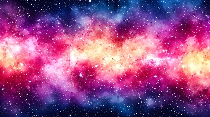 Poster - Abstract Watercolor Galaxy Background with Stars and Nebulae