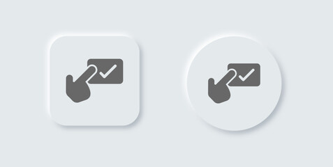 Poster - Confirm solid icon in neomorphic design style. Approved signs vector illustration.