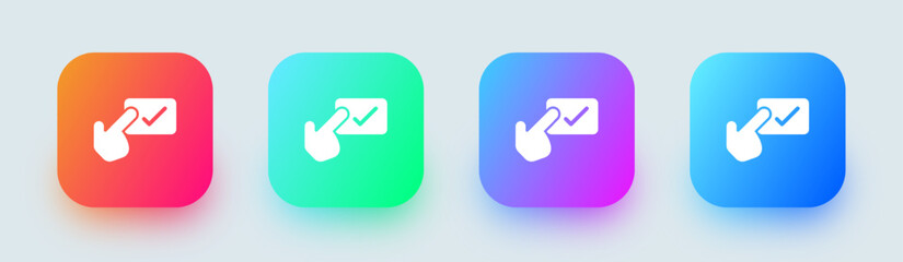 Poster - Confirm solid icon in square gradient colors. Approved signs vector illustration.
