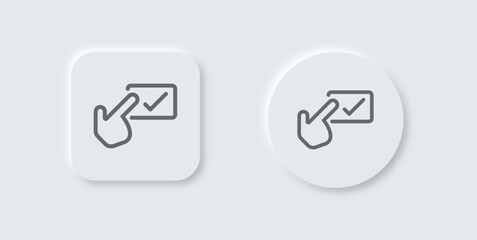Poster - Confirm line icon in neomorphic design style. Approved signs vector illustration.