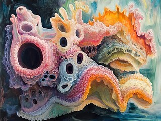 Wall Mural - Abstract Painting of Coral Reefs: A Vibrant Underwater World