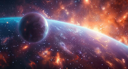 Aufkleber - Deep space with planets, nebulae and stars.