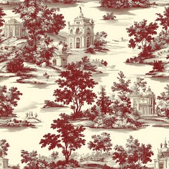 Intricate Toile de Jouy Seamless Pattern Design