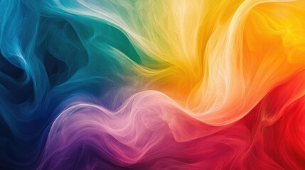 Poster - Swirling rainbow colors in organic forms create a vivid, abstract background with smooth transitions between shades, offering a dynamic and nature-inspired design.
