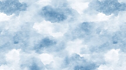 Poster - Abstract Watercolor Blue Sky Clouds Background Seamless Pattern