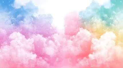 Poster - Pastel Sky with Watercolor Clouds Background