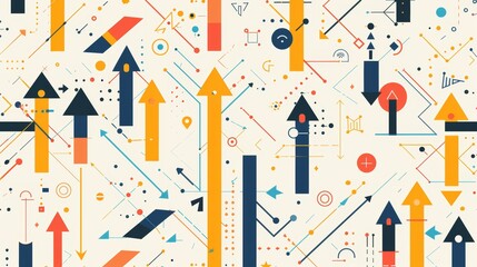Poster - Layout pattern featuring icons of success like upward arrows.