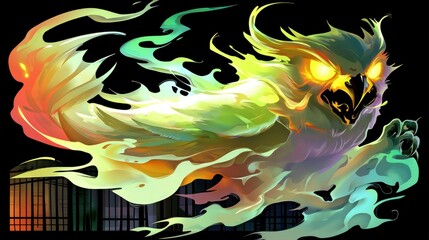 Poster - Fiery Owl Ghost