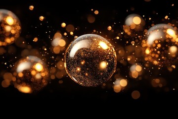 Wall Mural - golden bokeh with glitter
