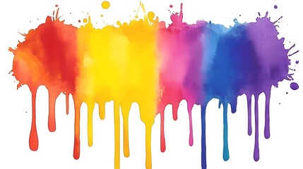 Poster - Abstract Rainbow Watercolor Dripping Paint Splashes