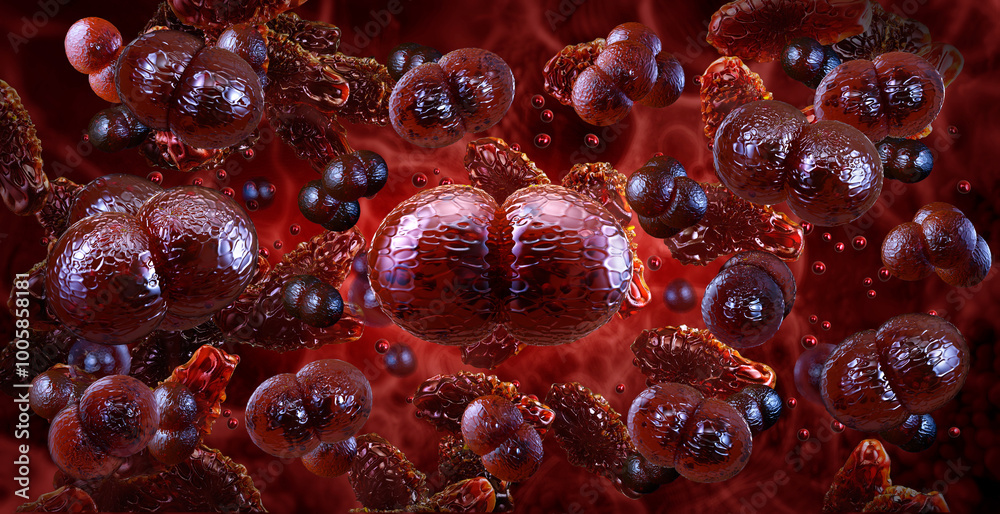Diplococcus bacteria. Microscopic image of diplococci, spherical ...