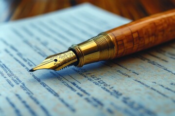 elegant fountain pen resting on a document