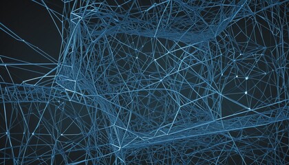 Wall Mural - abstract blue wireframe, illustration, wall paper design