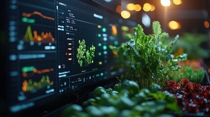 Poster - Hydroponic Garden with Data Display