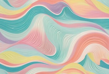Poster - Pastel Summer Waves Pattern Design, Wall Paper Design, Illustration