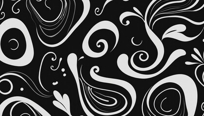 Wall Mural - Abstract organic shape  pattern with black and white geometric doodles, illustration, wall paper design