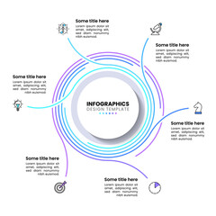 Poster - Infographic template. Circle with lines and 6 steps