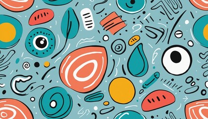 Wall Mural - fun line doodle shape pattern illustration