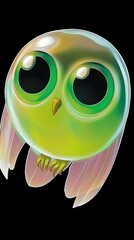 Wall Mural - Cute Green Owl in a Bubble