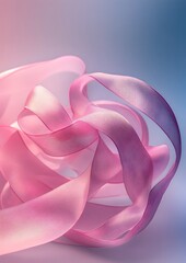 Poster - Elegant and Captivating Single Pink Ribbon Minimalist Still Life Design with Soft Focus Background Emphasizing the Ribbon s Graceful Form and Vibrant Colors