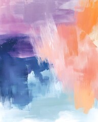 Vibrant pastel gradient backdrop with dynamic expressive brushstrokes creates a stunning mid century modern style interior design scene  This bold textural artwork makes for an impactful